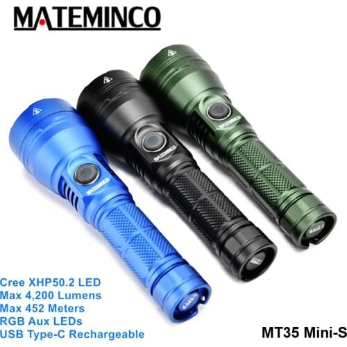 Mateminco MT35 Mini-S Outdoor High Power Spotlights Flashlight Cree XHP50.2 LED Long Range Torch Light with USB Type C Charging