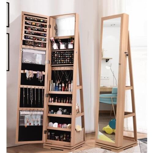 Rotating full-length mirror Cloakroom floor mirror Modern simple fitting mirror Jewelry storage locker Full-length mirror