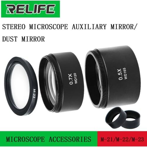 Auxiliary Lens RELIFE M-21 0.5X M-22 0.7X Microscope Auxiliary Lens Glass Lens Trinocular Stereo Microscope Accessories