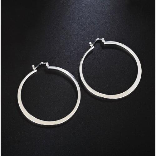 High Quality Fashion 925 Sterling Silver 5cm Big circle earrings for women birthday gifts Charm Wedding party popular Jewelry