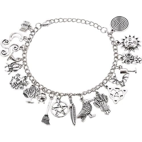 Halloween Bracelet Rich Pendantl Star Moon Horror Spider Magic Broom Punk Charm Bracelet Christmas Bracelet For Women Man Unisex