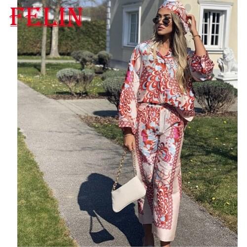 Za 2021 Chic Red Floral Print Women Suits Oversized Long Shirts and High Waist Wide Leg Pants Indie Folk Elegant Shirt Women Set