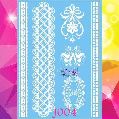 1PC Indian Totem Big Size Bracelet White Henna Paste AJ04 Women Wedding Tattoo White Ink tatouage taty Tattoos Stickers Body Art