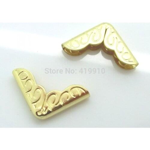 100pcs Gold Plated Metal Book Corner Albums Menus Folders Corner Protectors 16x16x4mm M00638