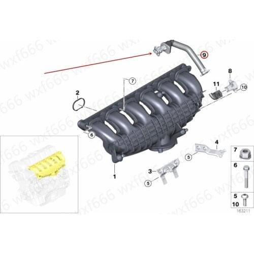 11157574114 Car Exhaust pipe Suitable for F01 F02 E71 740LI X6 35Ib mwN55 Exhaust hose Engine exhaust pipe Intake manifold hose