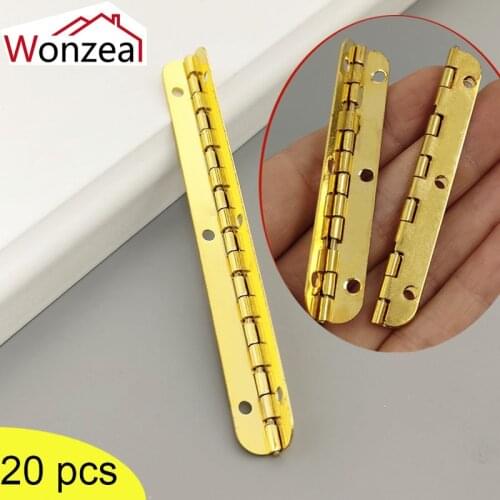 20Pcs Mini Lengthened Antique Brass Bronze Jewelry Chest Gift Wooden Music Box Wine Case Cabinet Door Hinge Hardware+Screw