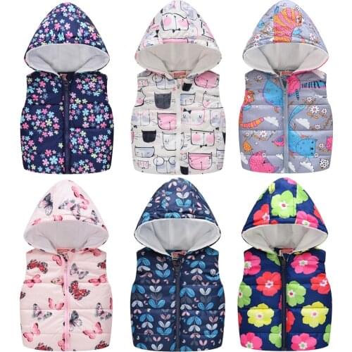 2021 New Girls Vest Autumn Winter Warm Plus Velvet Hooded Waistcoats For Girl Toddler Kids Coat Children Birthday Present