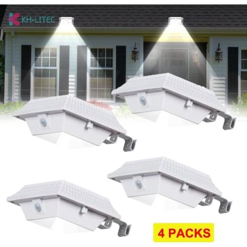 4 PCS Motion Sensor 12 LED Solar Gutter lights Solar Powered Outdoor Lighting Garden Solar Sensor Wall Light for Street Yard