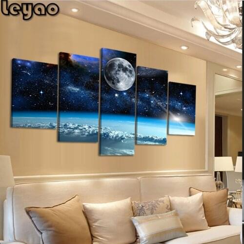 5 Panel Space Universe Landscape diamond Painting,square,round,diamond embroidery,cross stitch,diamond mosaic,home decor,gift