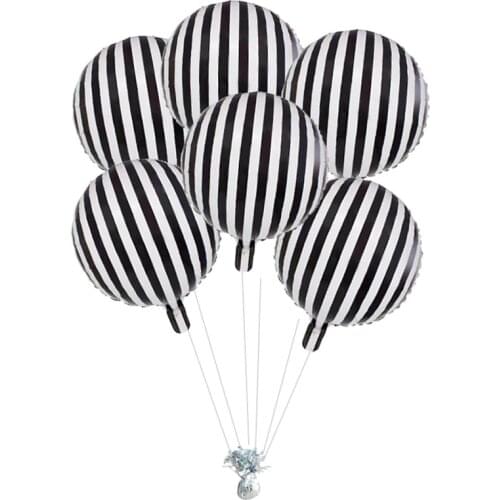 5pcs/lot Fashion Black White Stripe Dot Foil Balloon Helium Air Ball Wedding Party Birthday Party Baby Shower Decoration Globos