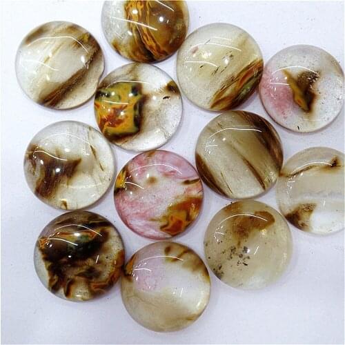 50Pcs 20x5mm Wholesale Brown Fire Cherry Quartz Round Cab Cabochon DIY Jewelry Making Accessories M187