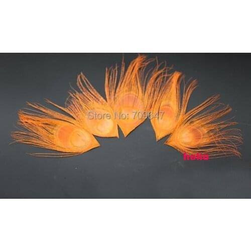50Pcs/Lot! Orange Bleached and Dyed Peacock Eye Wholesale Feathers,peacock eye decoration