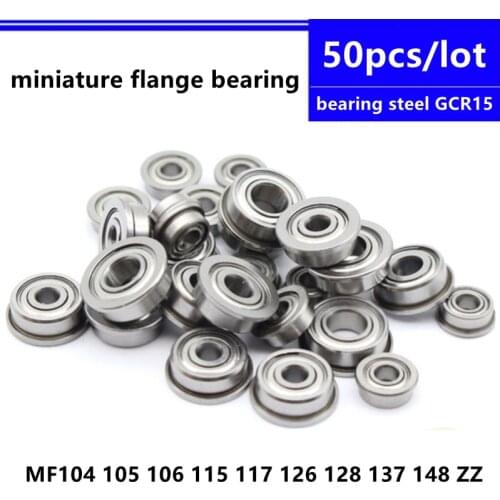 50pcs MF104ZZ MF105ZZ MF106ZZ MF115ZZ MF117ZZ MF126ZZ MF128ZZ MF137ZZ MF148ZZ ZZ Z -2Z miniature flange deep groove ball bearing