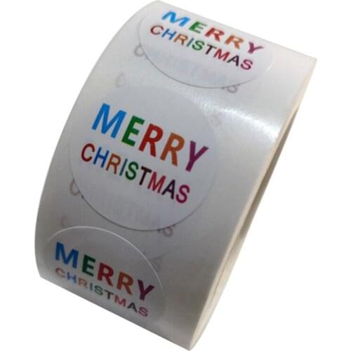 500Pcs/Roll 1 Inch Sticker Label Merry Christmas Day Gift Sticker Packaging Stationery Sticker Holidays Decoration