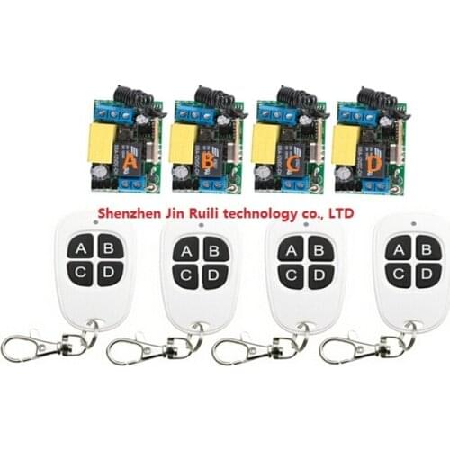 AC 220 V 1 CH Wireless remote control switch System fashion simple black-white remote control 4 Transmitter +4 Receiver