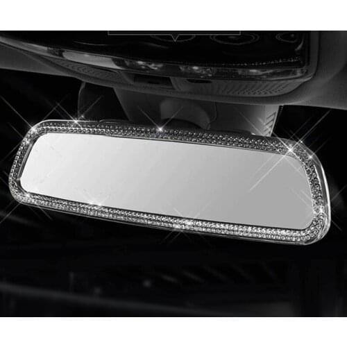 Car Diamond Interior Rearview Mirror Frame Rhinestones Decals Cover for Mercedes-Benz C-Class C300 GLC W205 2015-2019