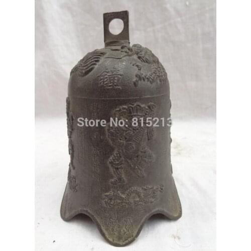 Bi001108 China Bronze Buddhist Temple Collect Fly Dragon 4 Great King God Statue Bell