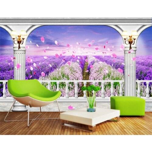 Large custom lavender flowers 3d bedroom living room TV backdrop papel de parede para quarto wallpaper