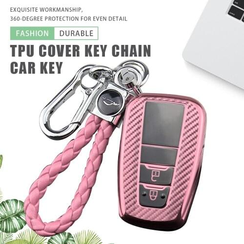 TPU Car Remote Key Case Cover Holder Key Chain Ring for Toyota Prius Camry Corolla RAV4 C-HR Aygo Yaris Prado Protector