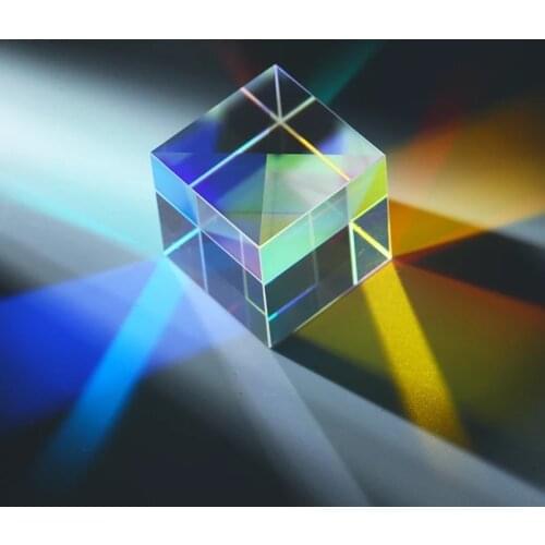 CMY Op-tic Pr-ism Cubes - Optical Glass Prism, RGB Dispersion Six-Sided Transparent Module Optical Glass Class Toy Teaching Tool