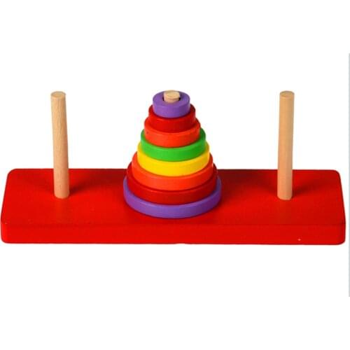 8 Layers Baby Cartoon Wooden Rainbow Ring Tower Stacking Blocks Matching Stack Up Blocks Early Learning Educational Toy
