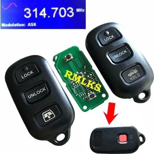 Remote Car Key Fob 3 Button With Panic For Toyota Camry Solara Corolla Sienna 2002 2003 2004 2005 2006 315 mhz GQ43VT14T