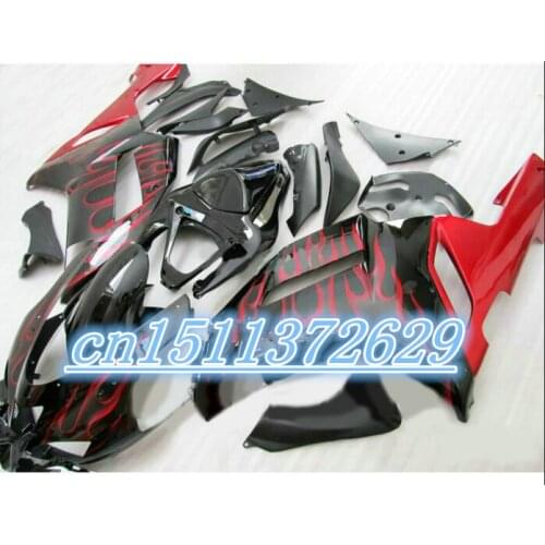 Dor-Hot sale fairings kit for Kawasaki Ninja 636 ZX6R 07 08 black red ZX-6R 2007 2008 D