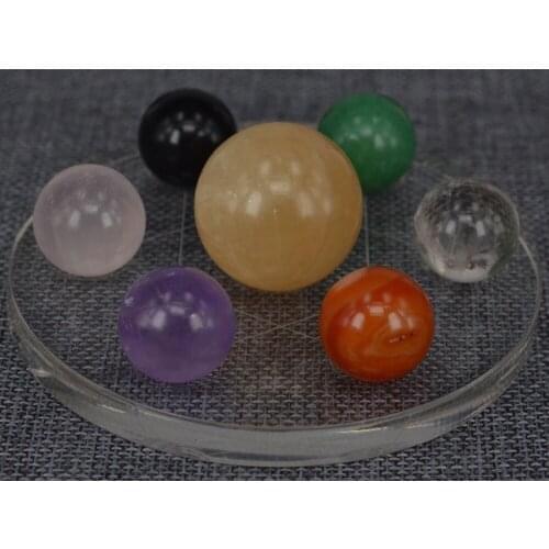 Feng Shui Natural 20mm--30mm Multicolor Crystal Globe Sphere Balls Seven Star Array Decoration Craft With 10cm Acrylic Stand