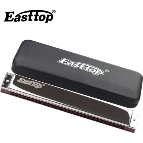 EASTTOP Harmonica Sliver Professional Tremolo 28 Holes Wind Instrument Musical Mouth Organ Beginners C Key EAST TOP Gifts