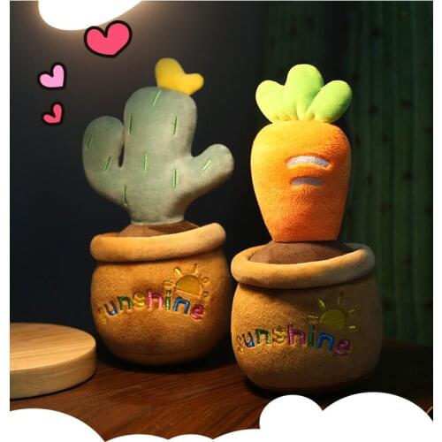 1pc 20cm Simulation Potted Plants Plush Toys Cute Cactus Tiger Dolls with Charcoal Bag Car Toys Stuffed Soft Pillow Home Decor