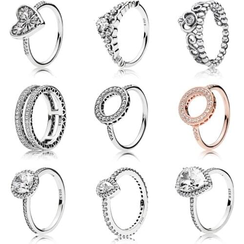NEW 100% 925 Sterling Silver Ring fashion Popular Charms Wedding Ring For Women Heart-shaped Lovers Round Rings DIY Jewelry