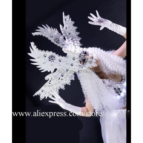 Goddess costume Senior luxury mysterious girl white angel baby costumes Halloween party cosplay Led Luminous dance suit