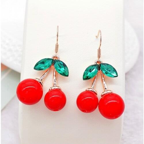 Beautiful Womens Earrings Sweet Fashion Jewelry Fruit Cherry Earrings Fresh Earrings Cute Cherry Pendant Earrings