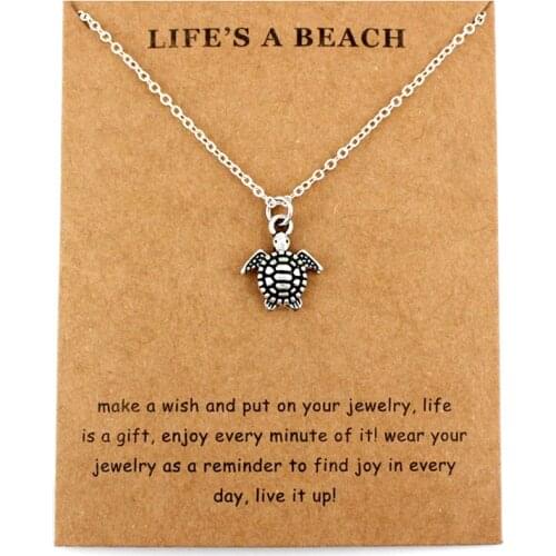 KSRA Waves Beach Sea Turtle Tortoise Pendant Necklaces Women Men Girl Unisex Trendy Fashion Jewelry Christmas Gift