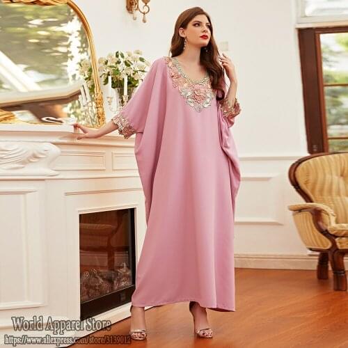 Muslim Fashion Hijab Satin Batwing Abaya Dubai Maxi Dress Turkey Islam Dresses For Women Robe Longue Femme Ramadan Eid Mubarak
