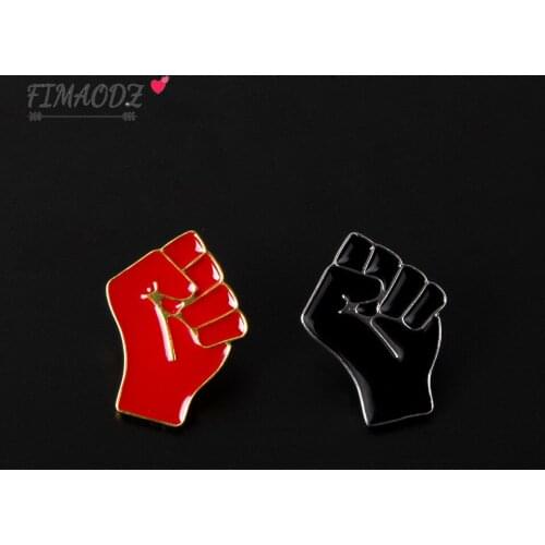 Black Red Raised Fist Pins Black Lives Matter Brooch Power Of Unity Solidarity Symbol Bag Hat Clothes Lapel Pin For Men Women