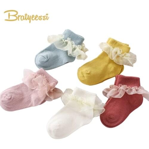 Princess Baby Socks for Girls Ruffles Lace Cotton Newborn Sock Mix Colors Baby Girl Socks Toddler Infant Gift 3 Pairs/Lot