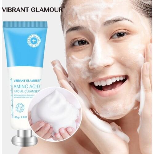 VIBRANT GLAMOUR Amino Acid Facial Cleanser Oil Control Deep Cleansing Shrink Pores Exfoliating Remove Acne Blackhead Face Care