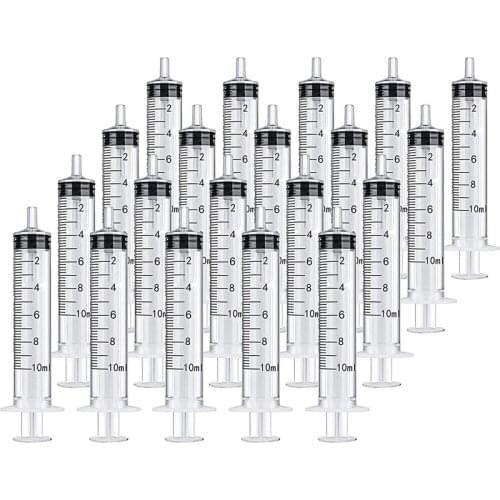 20 Packs Plastic Syringe For Measuring Nutrient Sterile Hydroponics Measurement, Suitable for Measuring, Watering (10 ml)
