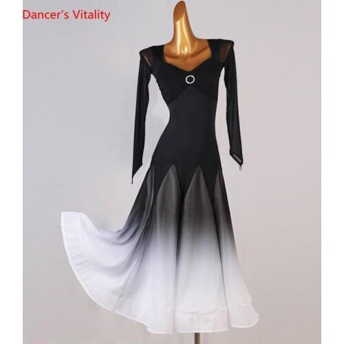 Modern Dance Dress V-Neck Long Skirt Mesh Long Sleeve Performance Clothes Profession Custom Adult Child Competition Clothing