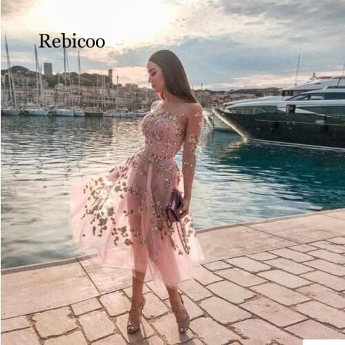 Long Sleeves Pink Dresses Formal Party Gowns Knee Length Woman Short Fashion Gold Sequins Dress