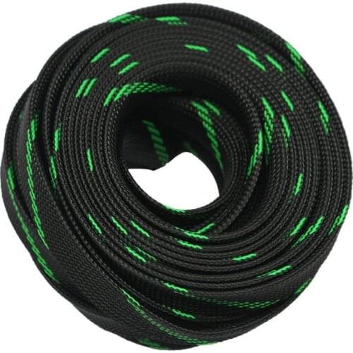 100ft-30m black 4 6 8 10 12 14 16mm Braid PET Expandable Sleeving High Density Plaited Cable Sleeves Fabric Cable DIY