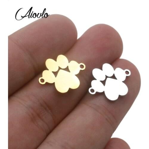 5pcs/lot Stainless Steel Charm Connection for Diy Jewelry Making Bear Dog Pet Paw Charms Jewelry Findings Making Accessories