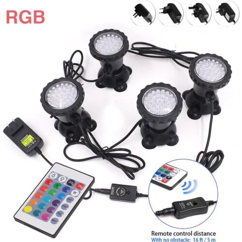 RGB 36leds LED Underwater Lights EU US UK IP68 Waterproof Lamp Spot Light for Swimming Pool Fountains Pond Water Garden Aquarium