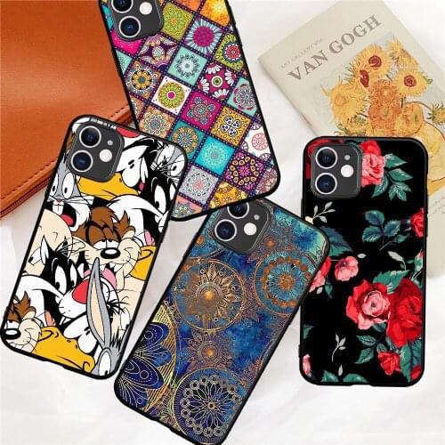 Flower Luxury Cartoon Rabbit Wolf Dog Phone Case for IPhone 12 Mini 5 6 6S 7 8 SE Plus X XS XR 11 Pro Max Coque Silicone Cover