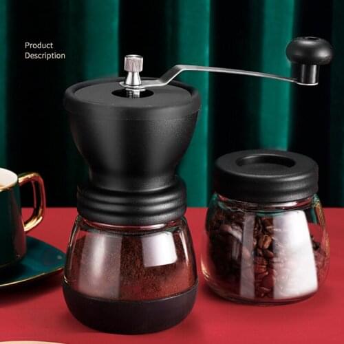 Coffee Grinder Mill Manual Hand Beans Grain Pepper Seed Burr Storage Jar Tool Ceramic Portable Kitchen Home Office Cafe Grinder