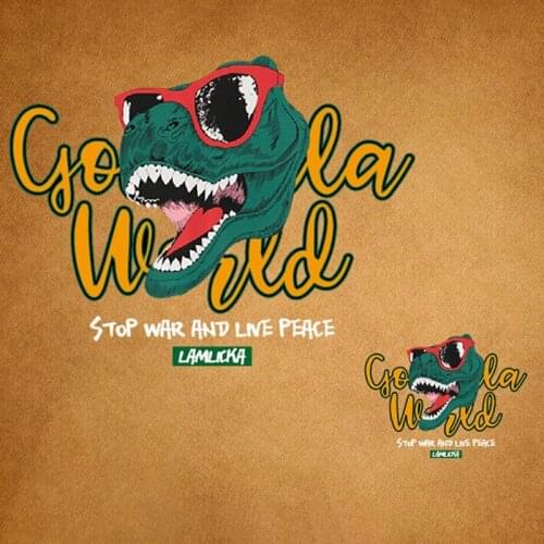 Cartoon Letter Glasses Dinosaur Iron on Patches Heat Transfer for Stripe on Clothes Boy Girl T-shirt DIY Custom Sticker