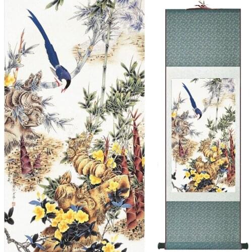 Traditional silk art painting birds and Water lily Chinese Art Painting Home Office Decoration Chinese painting2019071917