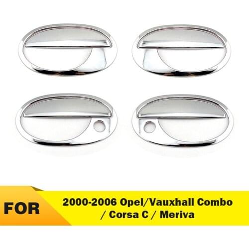 Triple Chrome Plated Car Door Handle Cover Trim For 2000-2006 Opel/Vauxhall Combo / Corsa C / Meriva with passenger keyhole