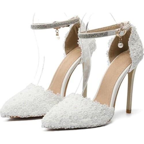 Women Pumps Heeled Shoes Women Lace Buckle Strap 11CM Thin High Heels Pointed Toe Dress Party Wedding Office & Career Shallow